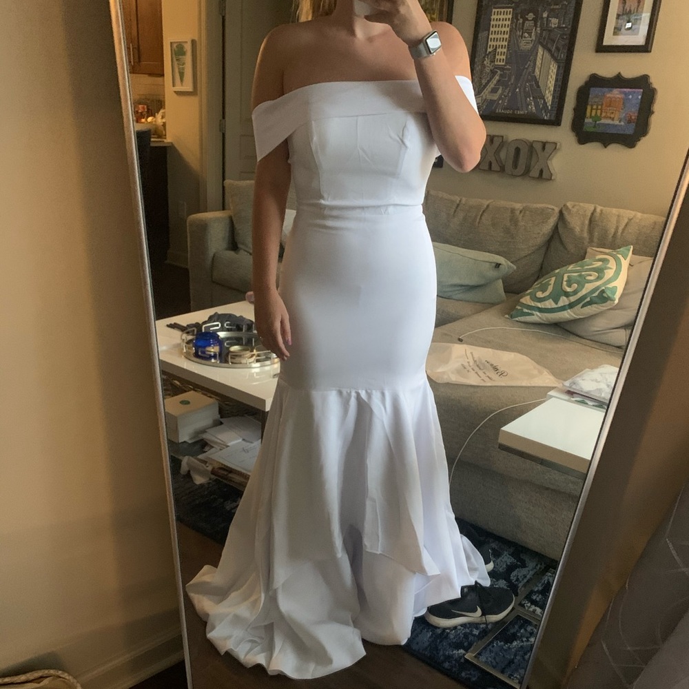 Off the shoulder wedding dress